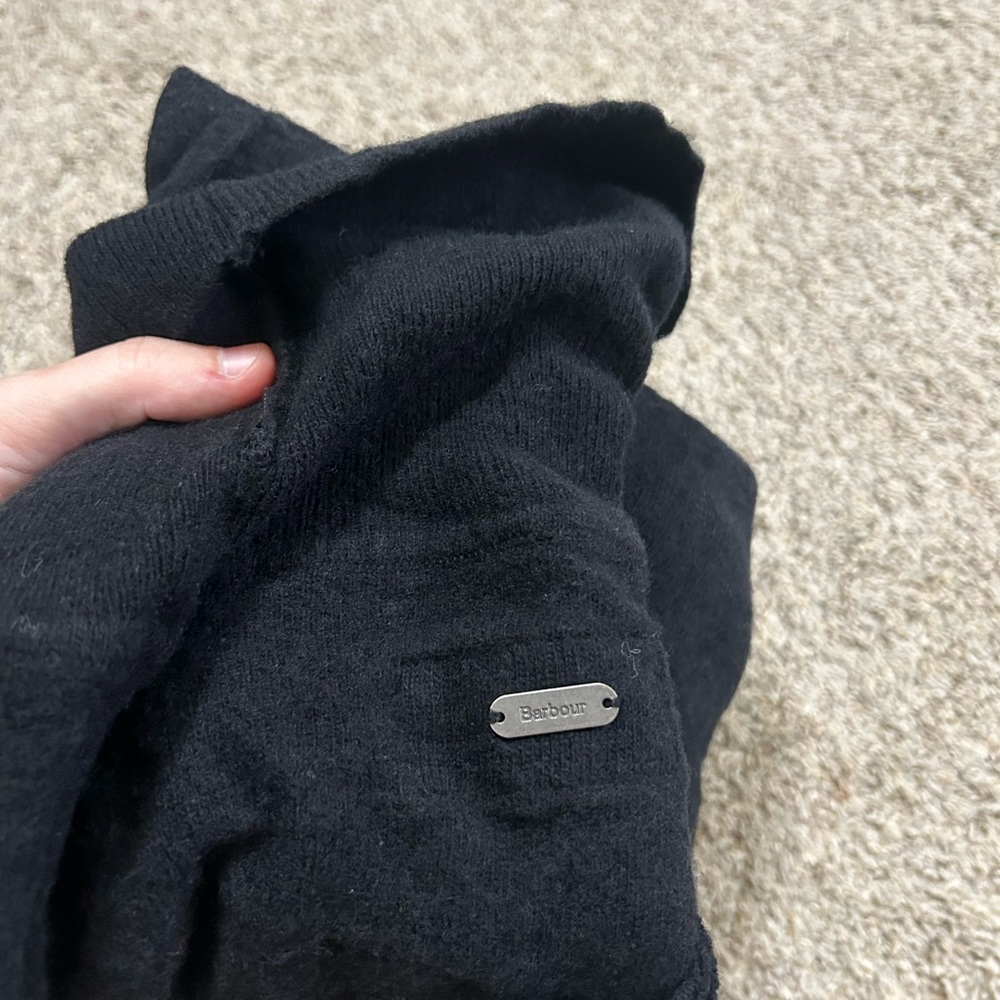Barbour Pendle Roll-Neck Sweater Black Size 10 Women's Wool Cotton Elbow Patch - Picture 7 of 10